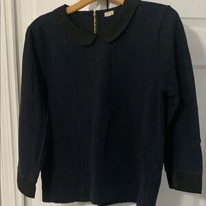 J. Crew Black Crew Neck Sweater Smooth Knit
